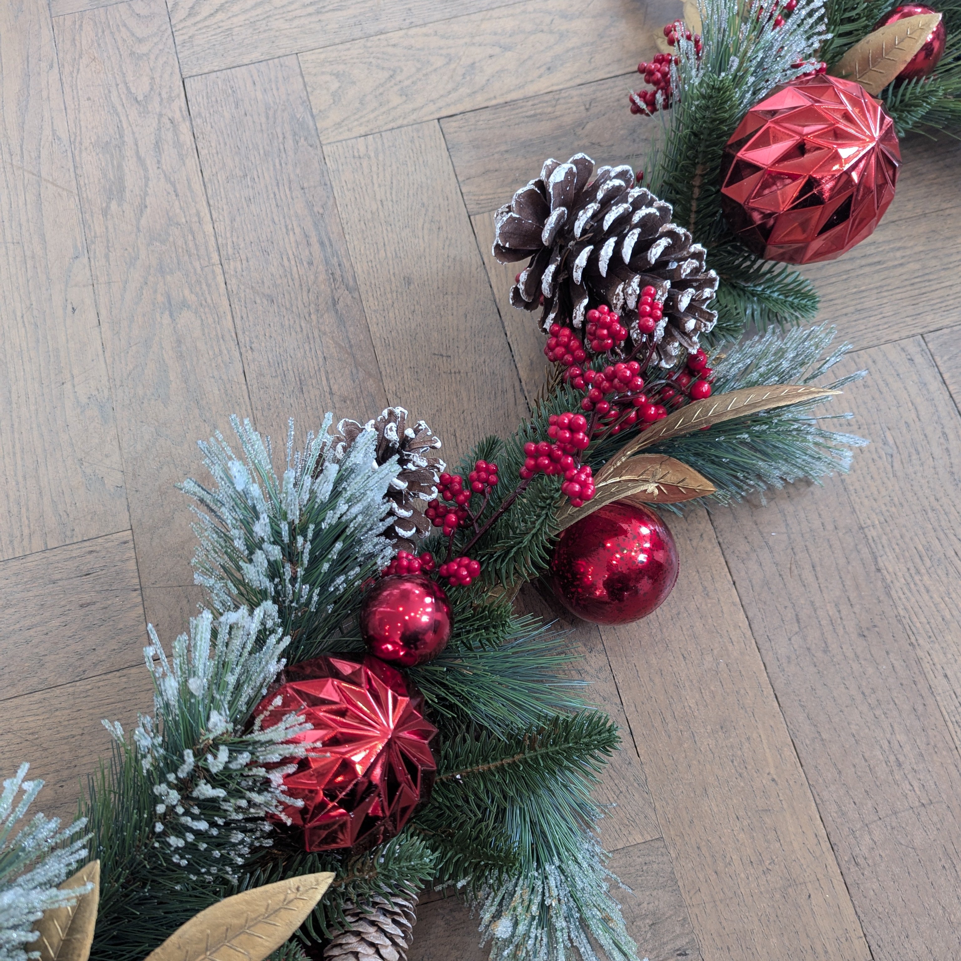 Christmas Garland with Red Baubles