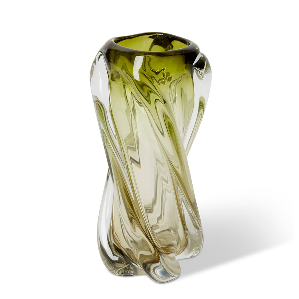 Green vase with twist design glass gaudion furniture