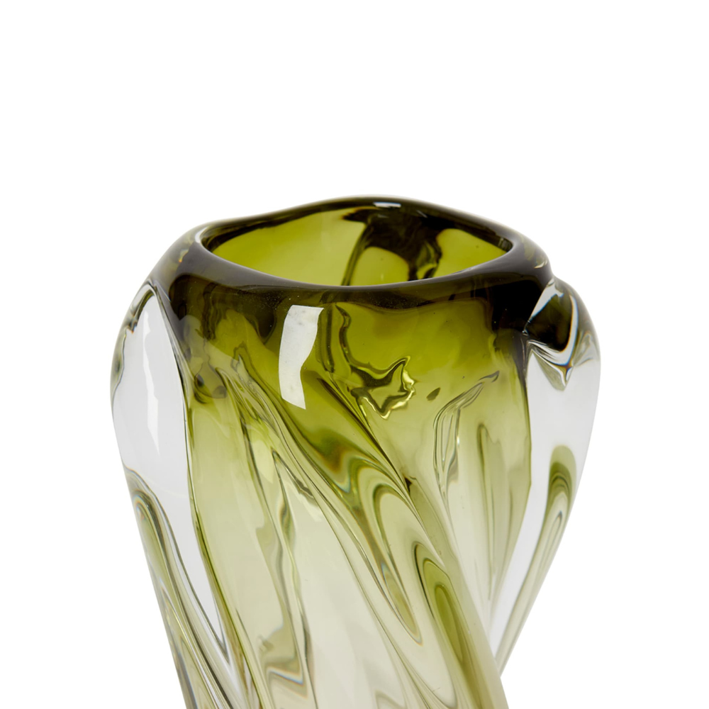 Green vase with twist design glass gaudion furniture