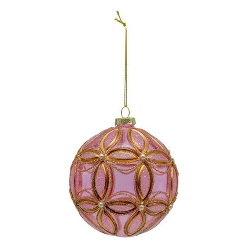 Christmas Pink Gold Flower Bauble