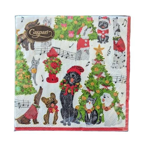Napkins Cocktail Caroling Pets