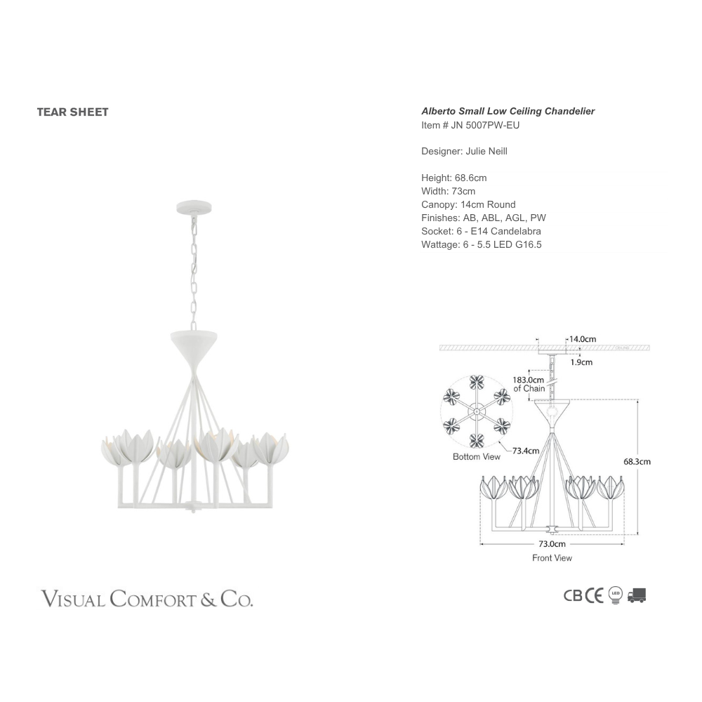 Alberto Low Ceiling Chandelier Spec Sheet