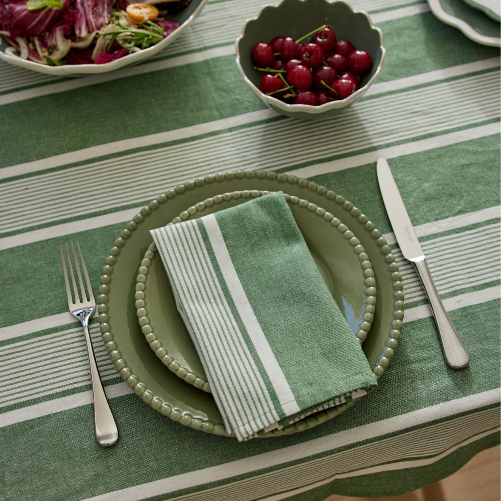 Avery Spruce Green Stripe Tablecloth 150 x 230 cm
