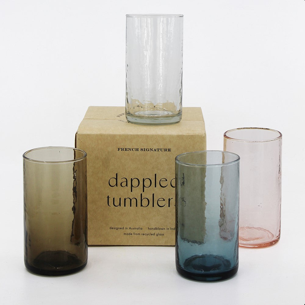 Dappled Recycled Glass Drinking Glasses Set of 4 - Large 350ml