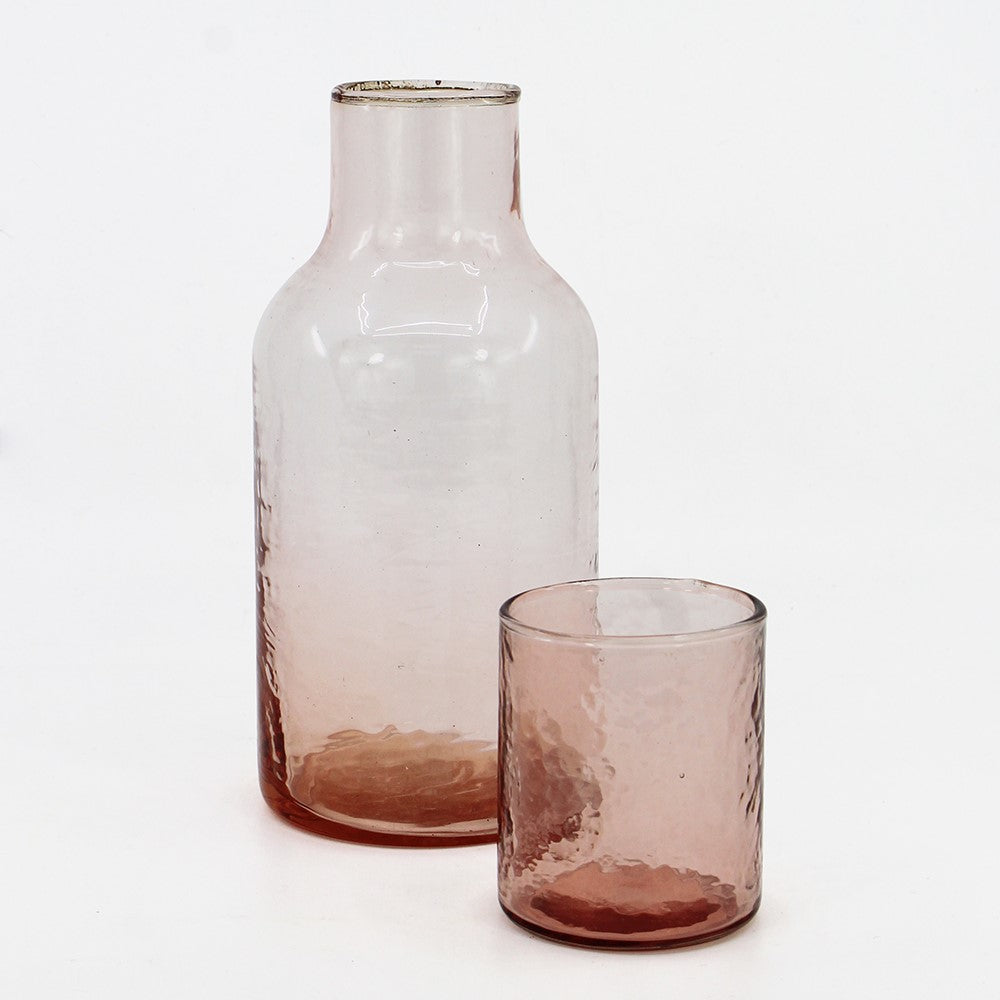 Dappled Recycled Glass Carafe with Matching Glass 800ml