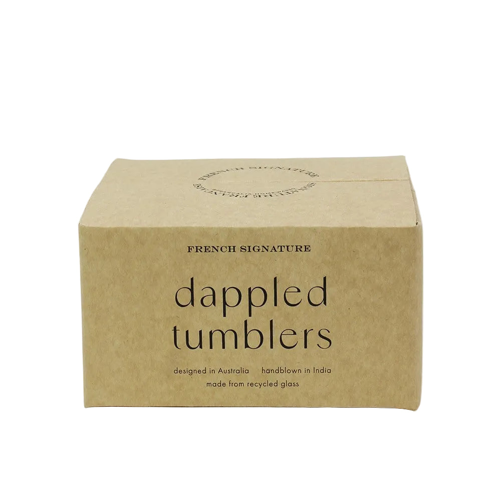 Boxed set of drinking glasses in recycled glass