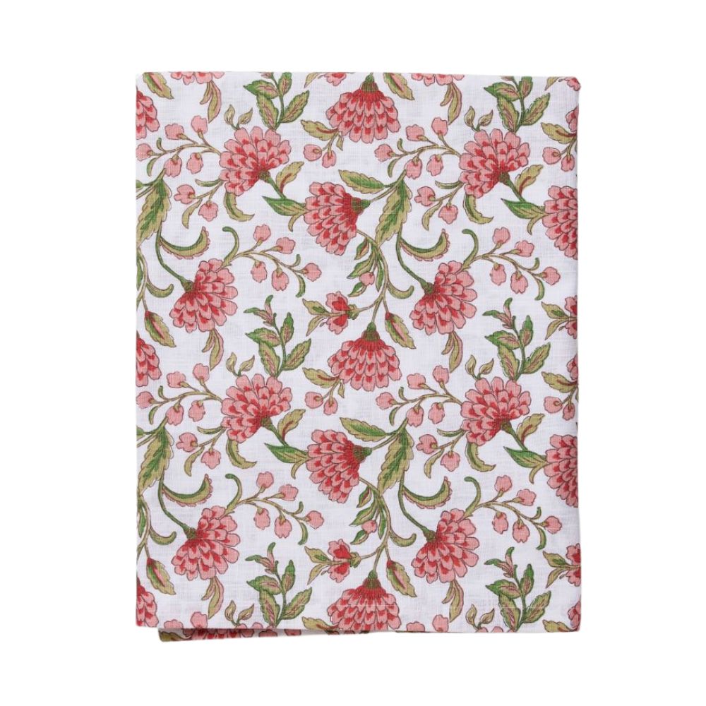 Floral Tablecloth pink and green flowers