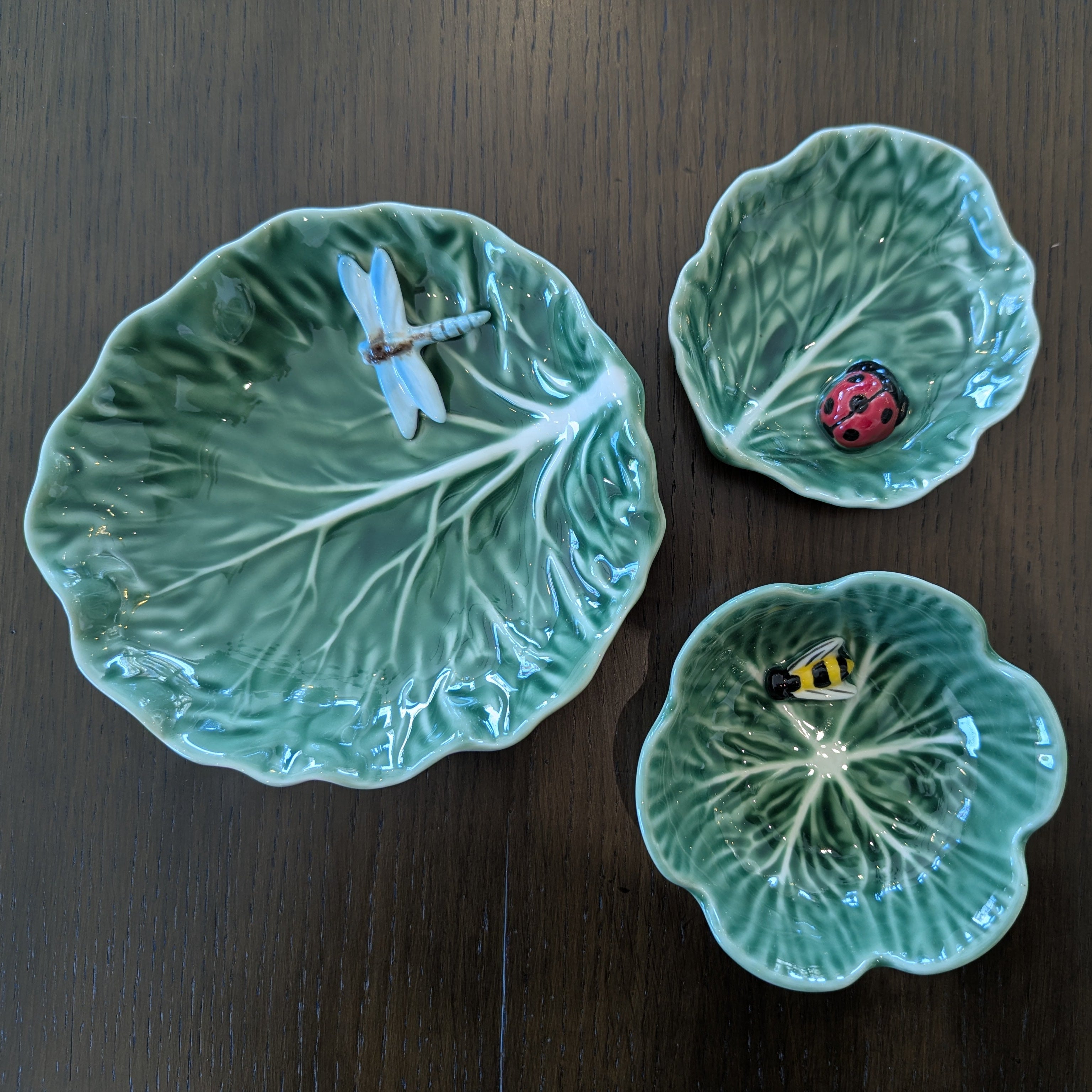 Bee Cabbage Bowl, Dragonfly platter, Ladybug bowl
