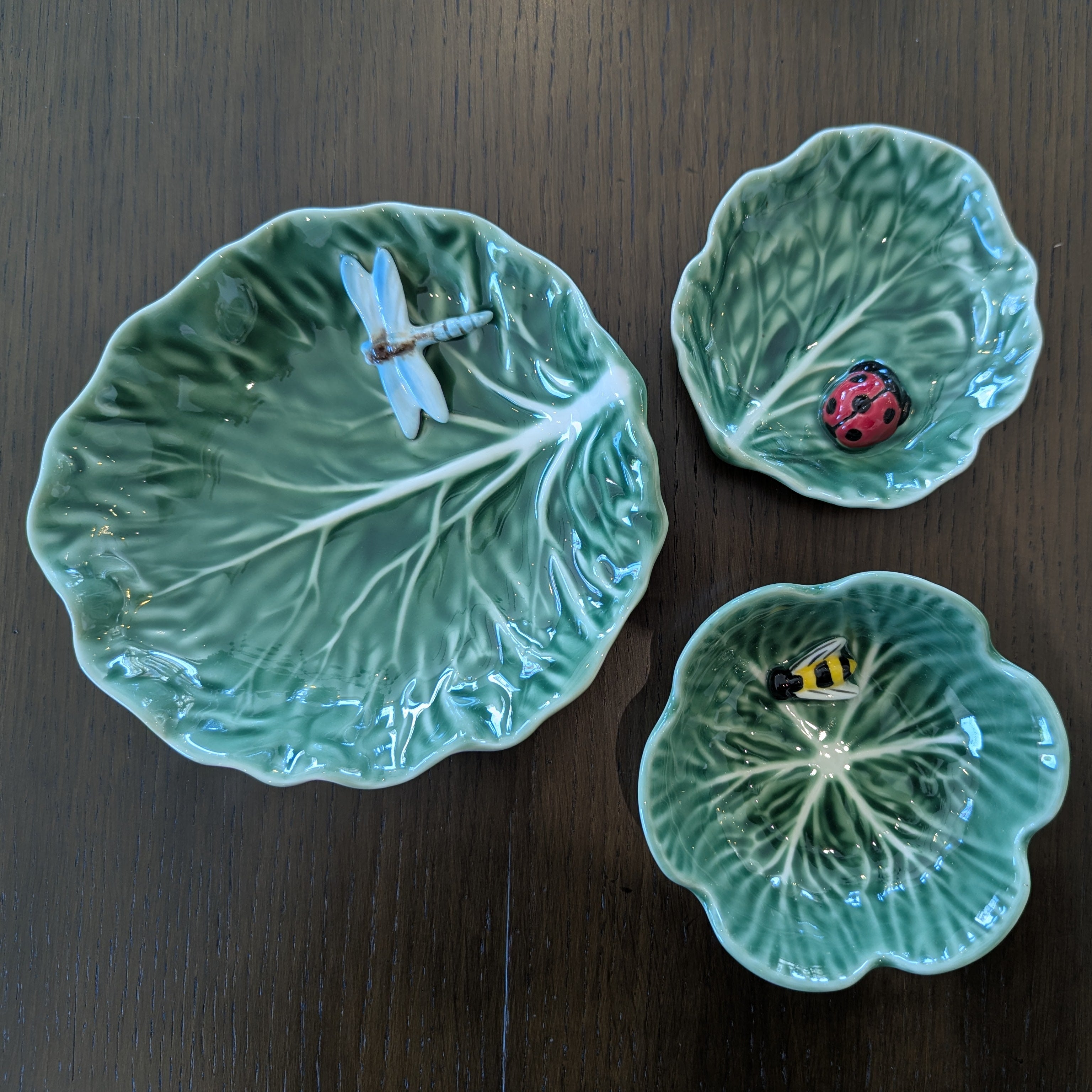Dragonfly Cabbage Bowl with Ladybug Bowl and Bee Bowl