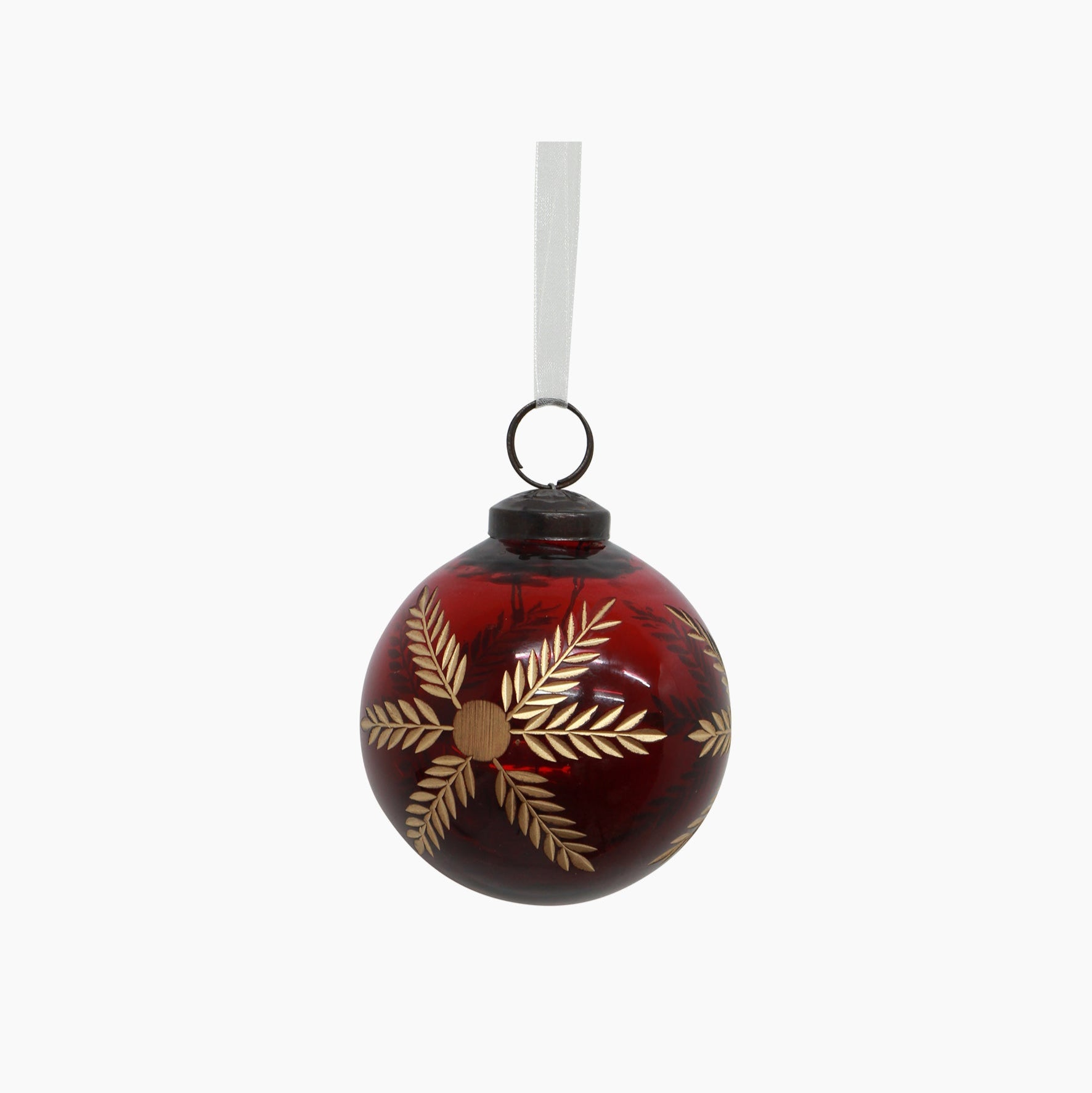 Christmas Amina Bauble red with vintage etched details.