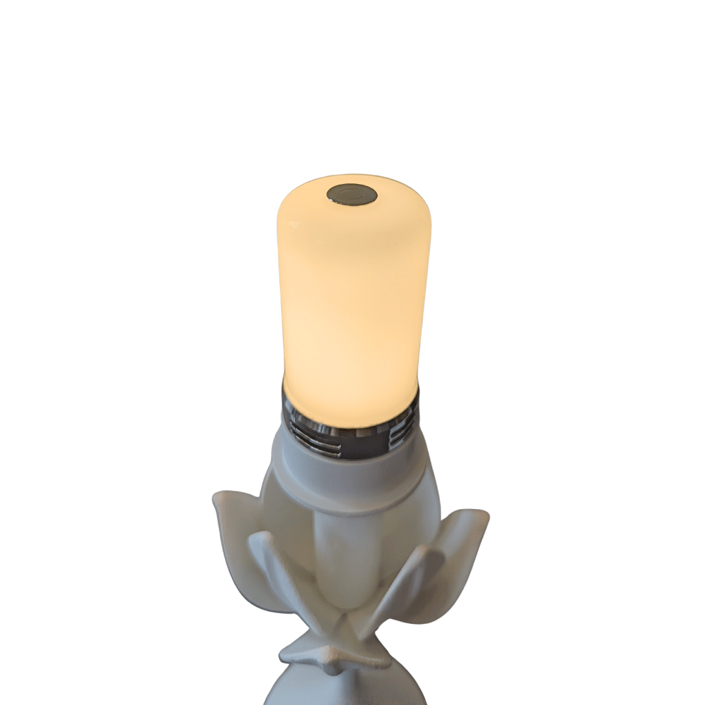 Alberto Cordless Lamp in Plaster White & Linen Shade - Gaudion Furniture