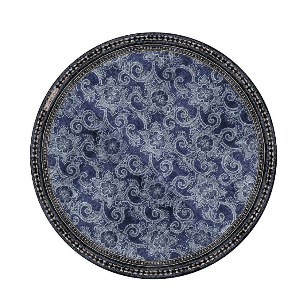 BEIJA FLOR PLACEMAT Placemat Round Royal Indigo Flower