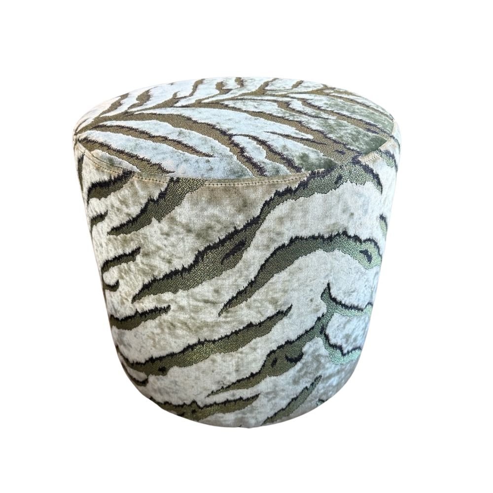 Bengal Tiger Leaf Round Ottoman - Gaudion Furniture