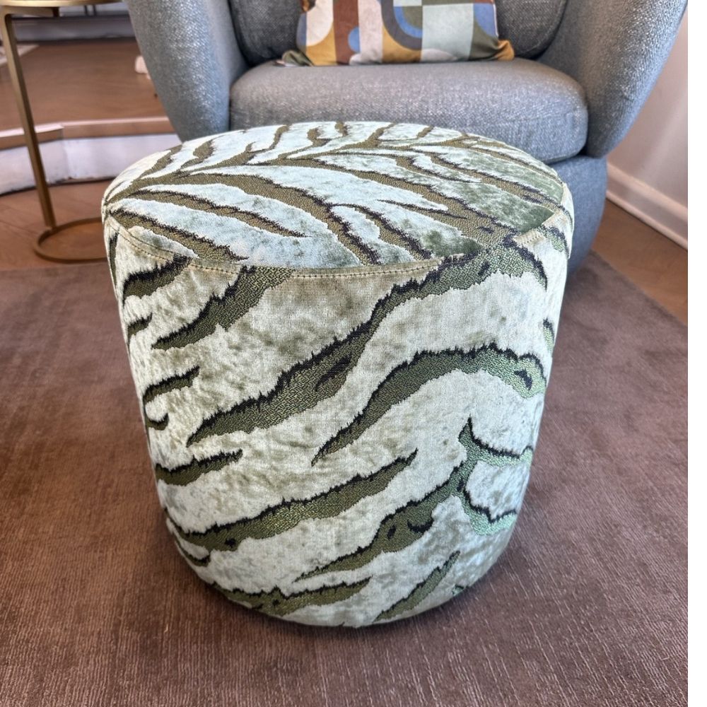 Bengal Tiger Leaf Round Ottoman - Gaudion Furniture