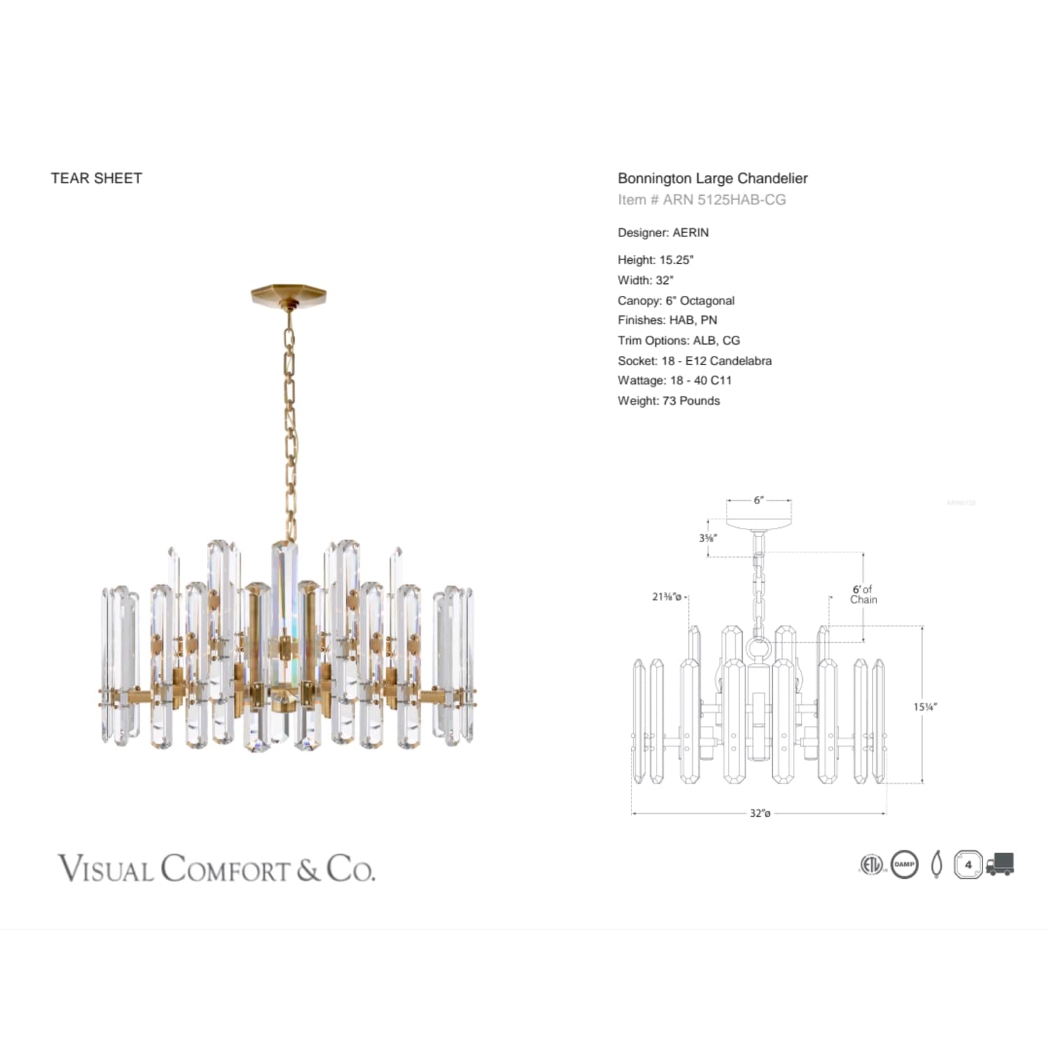 Bonnington Large Chandelier 2 Finishes - Gaudion Furniture