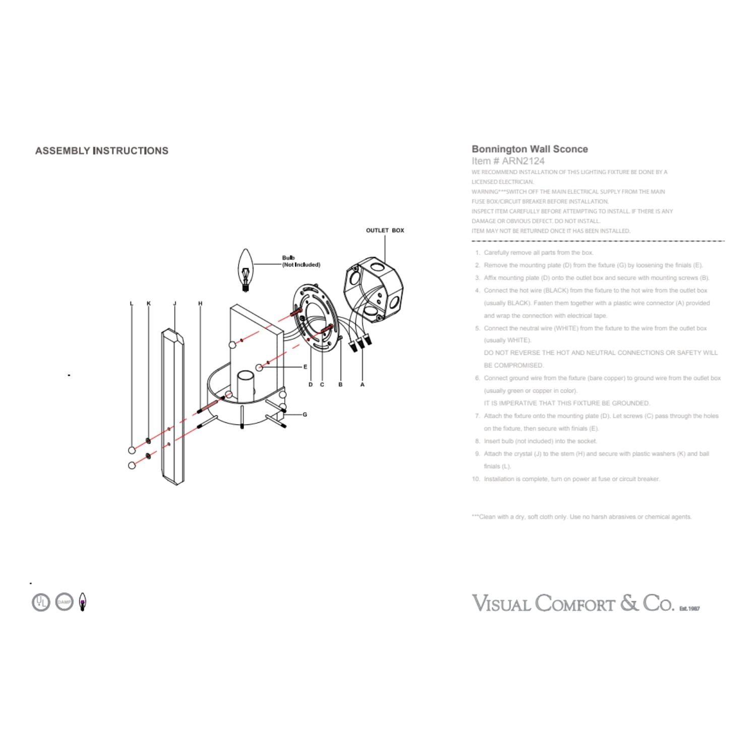 Bonnington Wall Sconce 2 Finishes - Gaudion Furniture