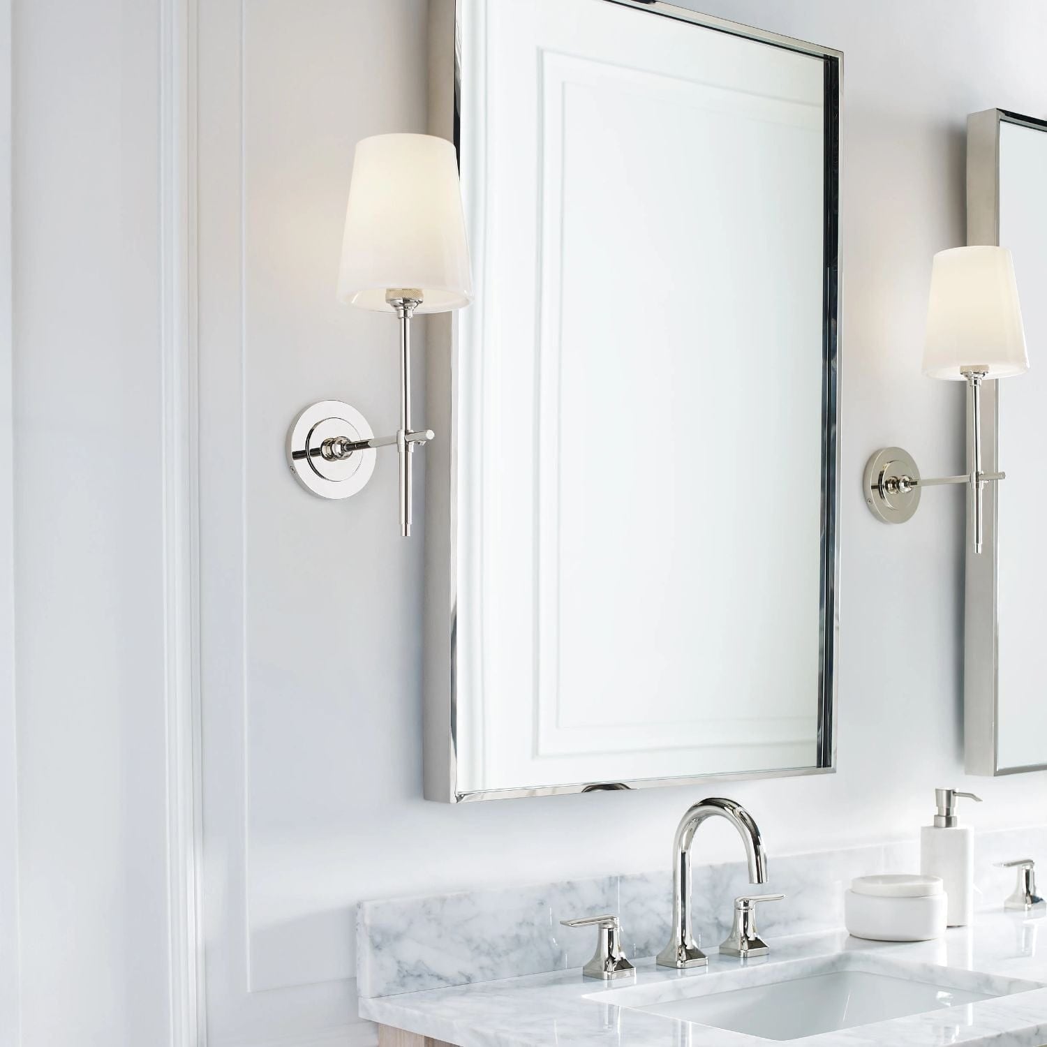 Bryant Sconce with White Glass Shade 2 Finishes - Gaudion Furniture