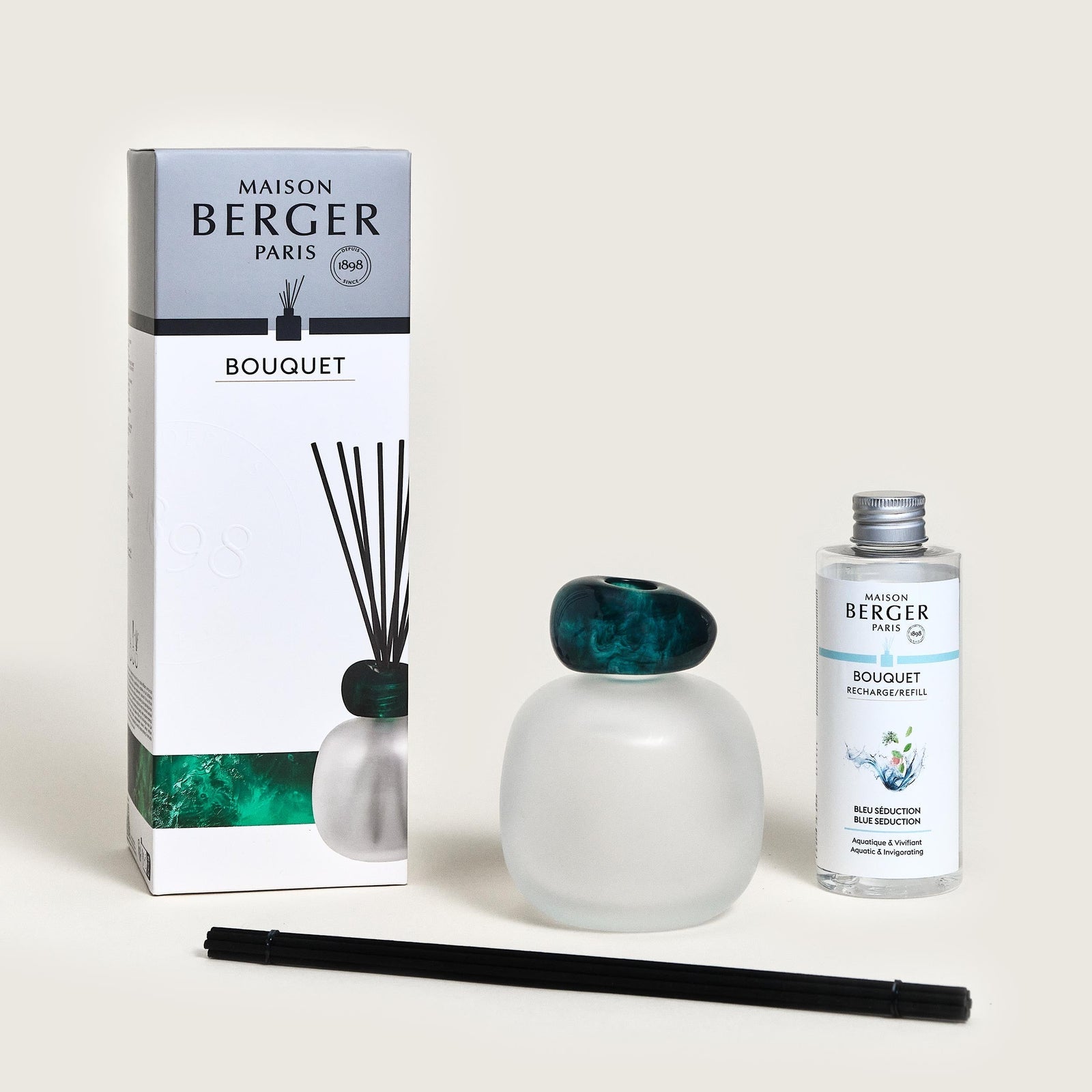 Maison berger diffuser emerald with blue seduction fragrance. Gaudion Furniture