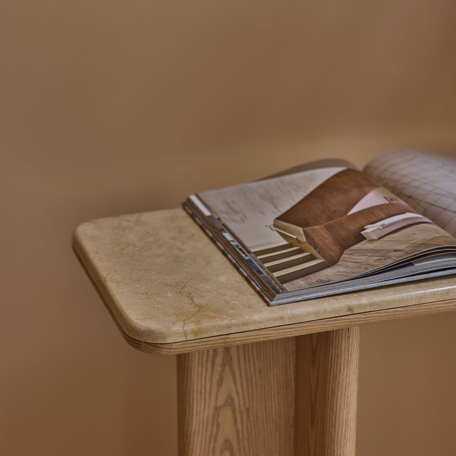 Carly Beige Marble Oak Console - Gaudion Furniture