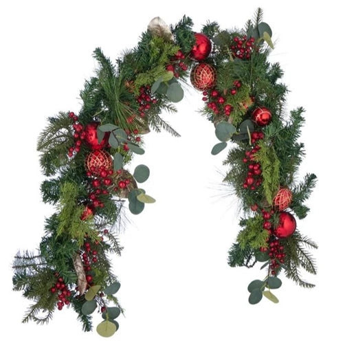 Garland Bauble & Berry 149cm Red