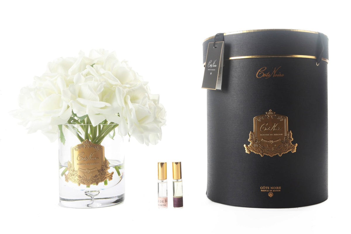 Côte Noire 12 White Rose Luxury Grand Bouquet – Perfumed Roses - Gaudion Furniture