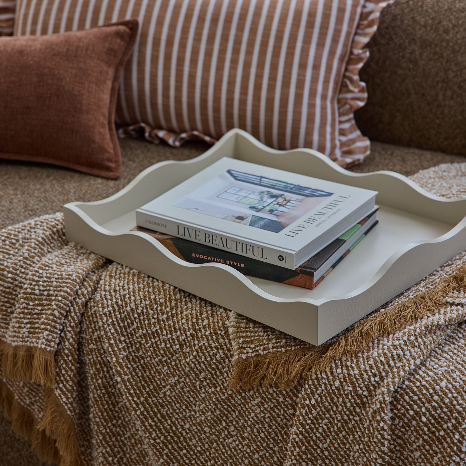 Cream Ripple Tray - Gaudion Furniture