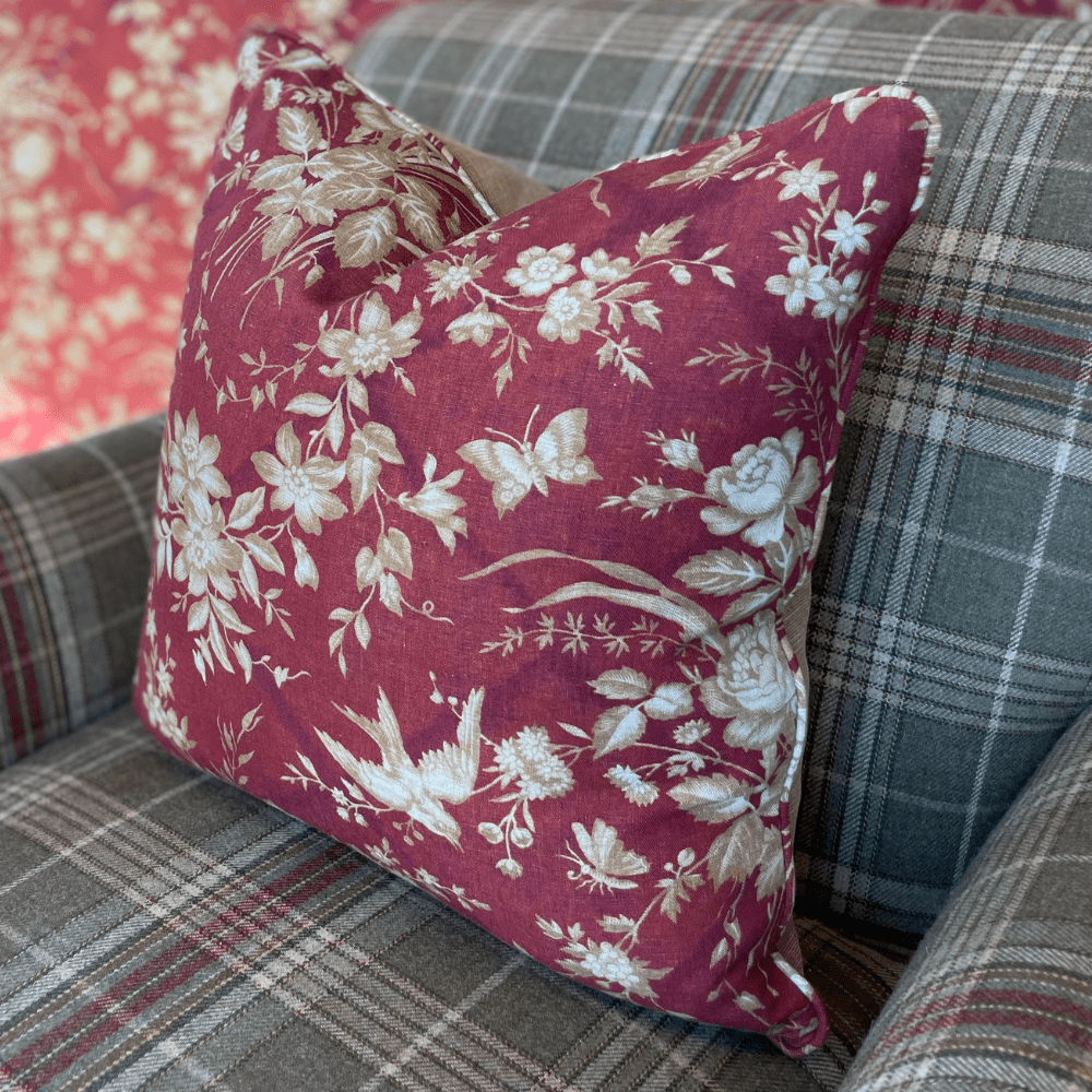 Cushion in Ralph Lauren Eliza Red - Gaudion Furniture