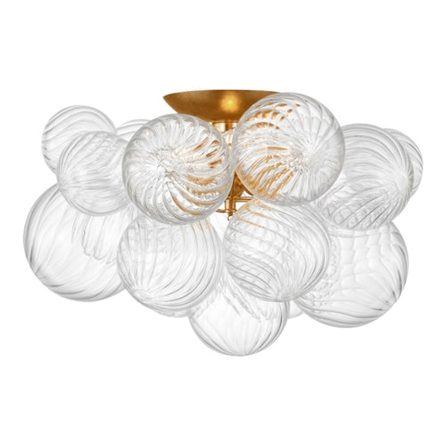 Talia 20" Flush Mount in Gild and Clear Swirled Glass
