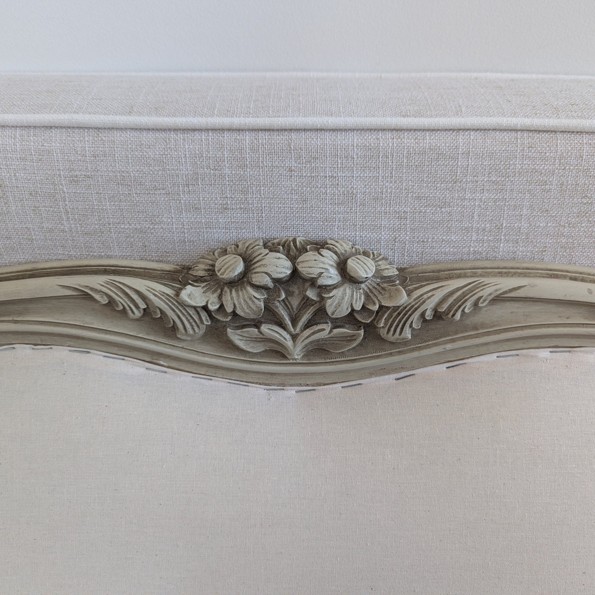 French Provincial Bedhead + Fabric - Gaudion Furniture