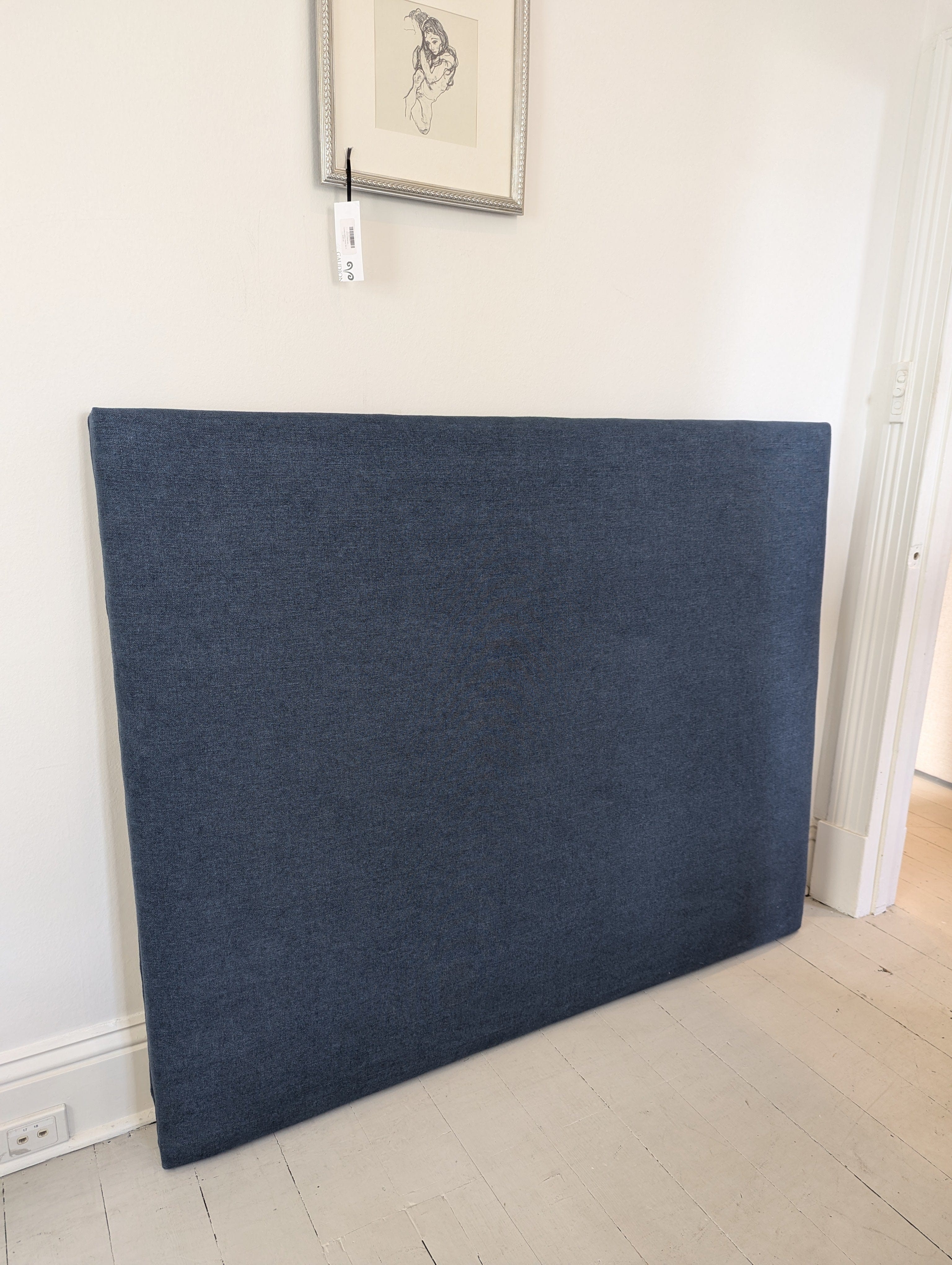 Gaudion Furniture Bedhead Straight Top Bedhead Denim Linen
