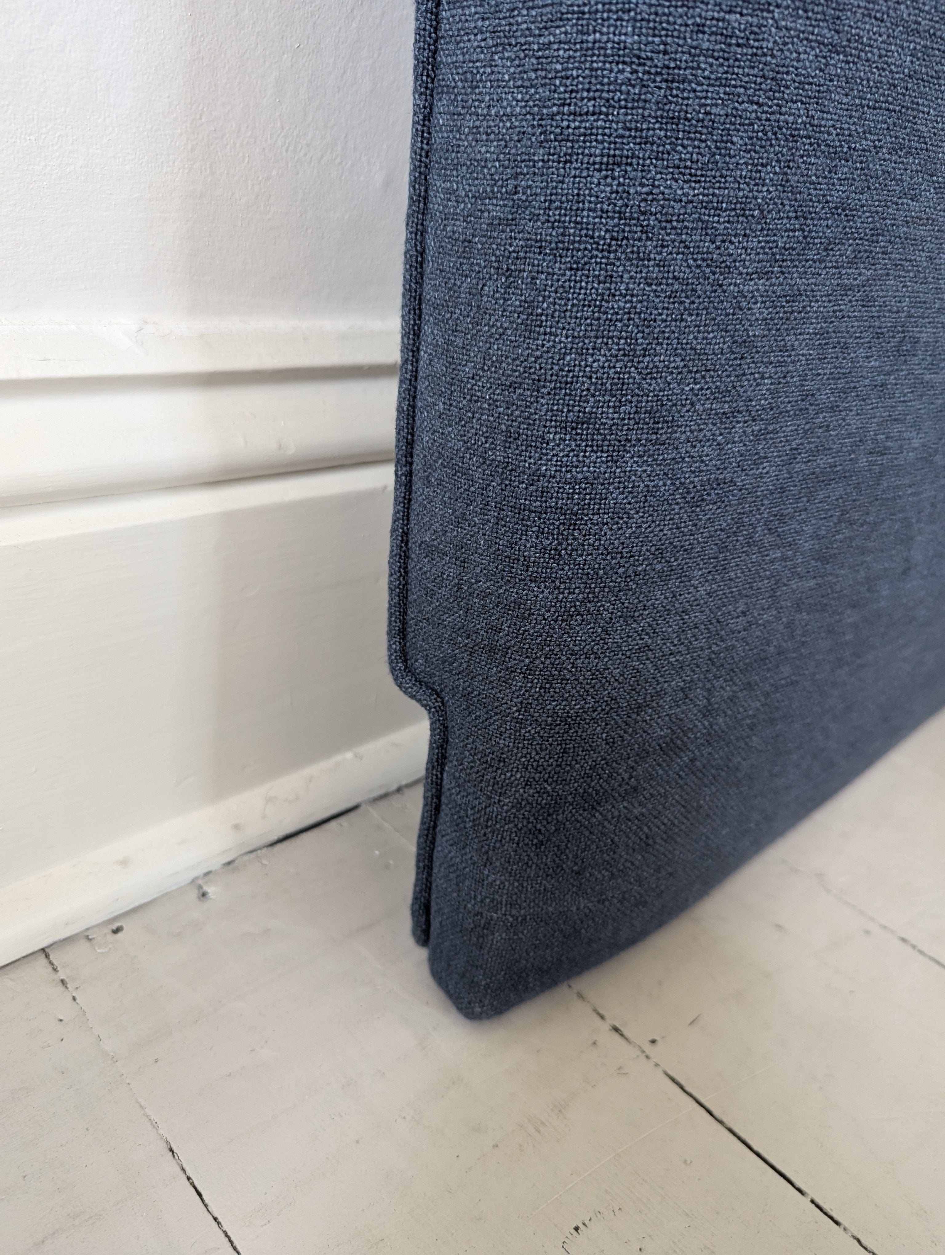 Gaudion Furniture Bedhead Straight Top Bedhead Denim Linen