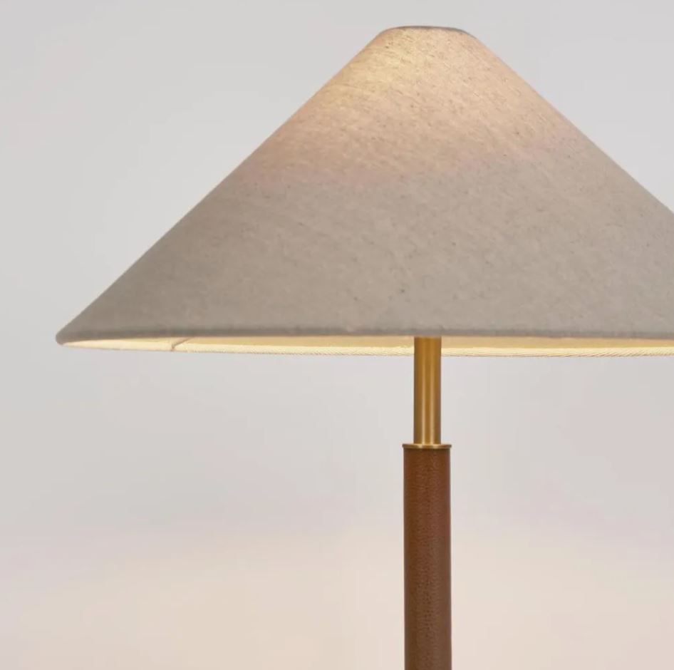 Gaudion Furniture Table Lamp Hunter Leather Brass Lamp & Shade