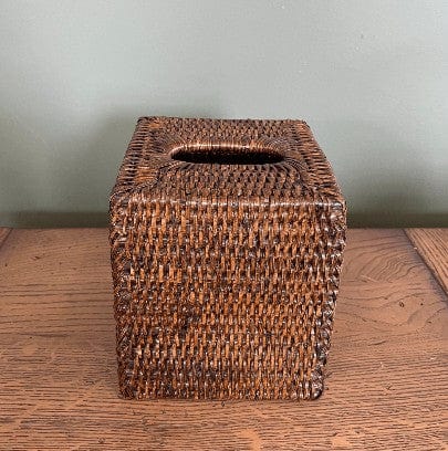 Gaudion Furniture Tissue Box Cover Tissue Box Cover Square Antique Brown