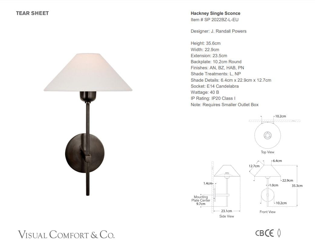 Hackney Single Sconce 2 Finishes Order Item - Gaudion Furniture