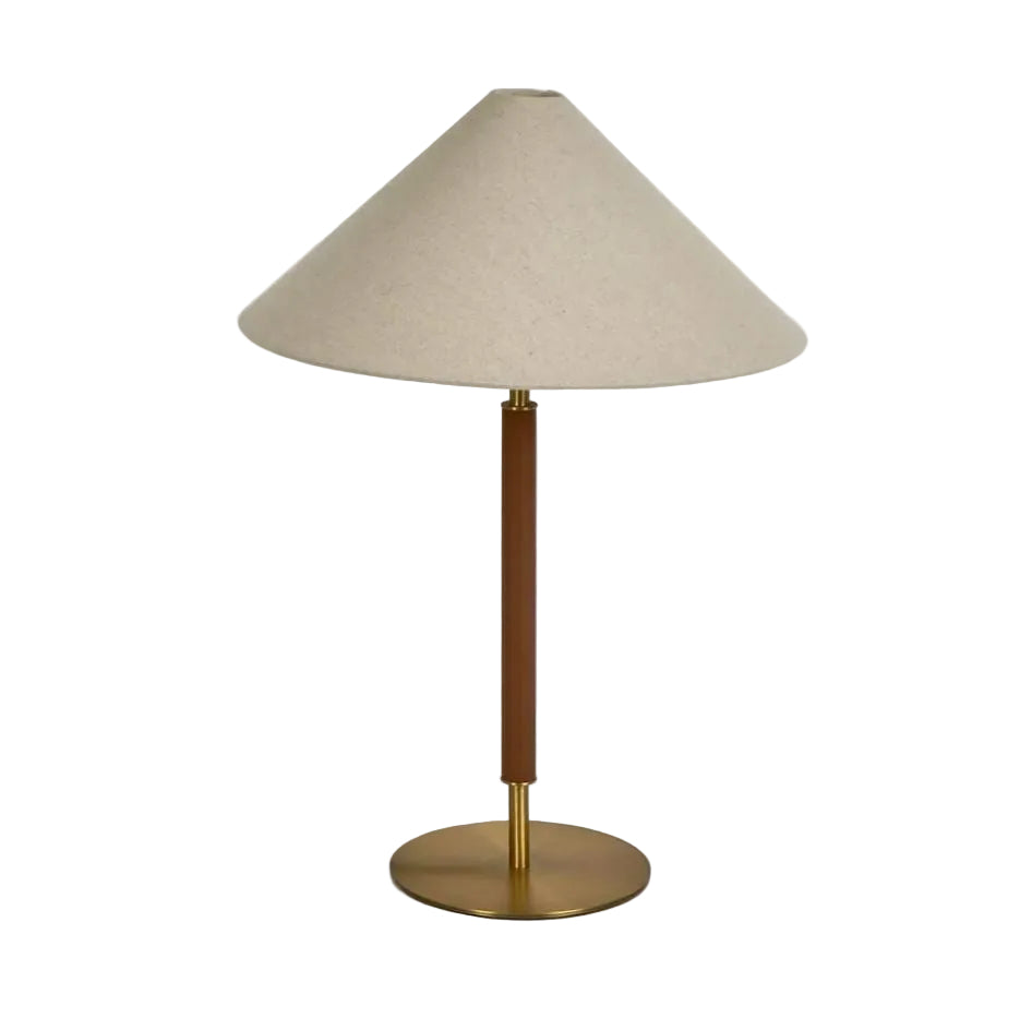 Hunter Leather Brass Lamp & Shade - Gaudion Furniture