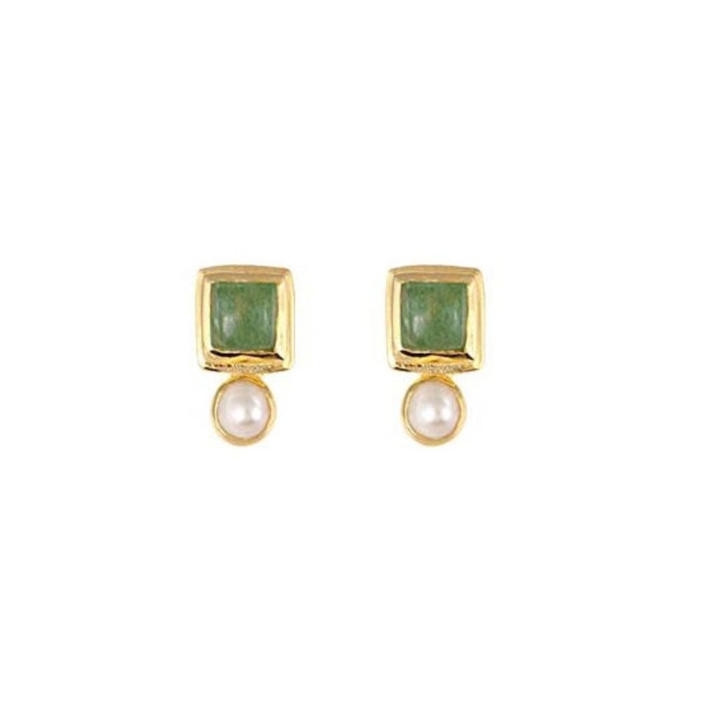 Impressionist Earrings Green Aventurine Bianc