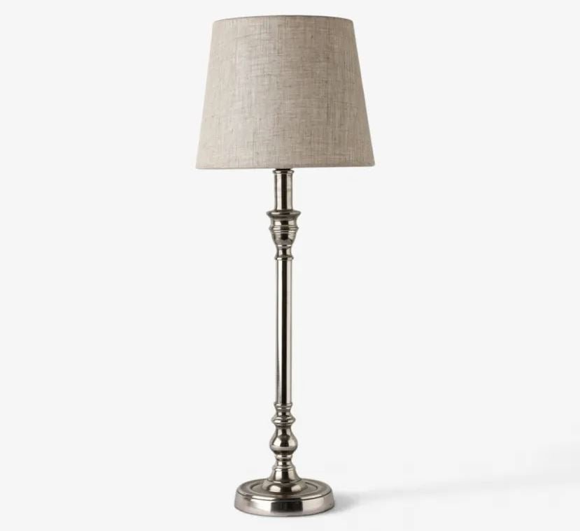 Lamp Base Antique Round Silver - Gaudion Furniture