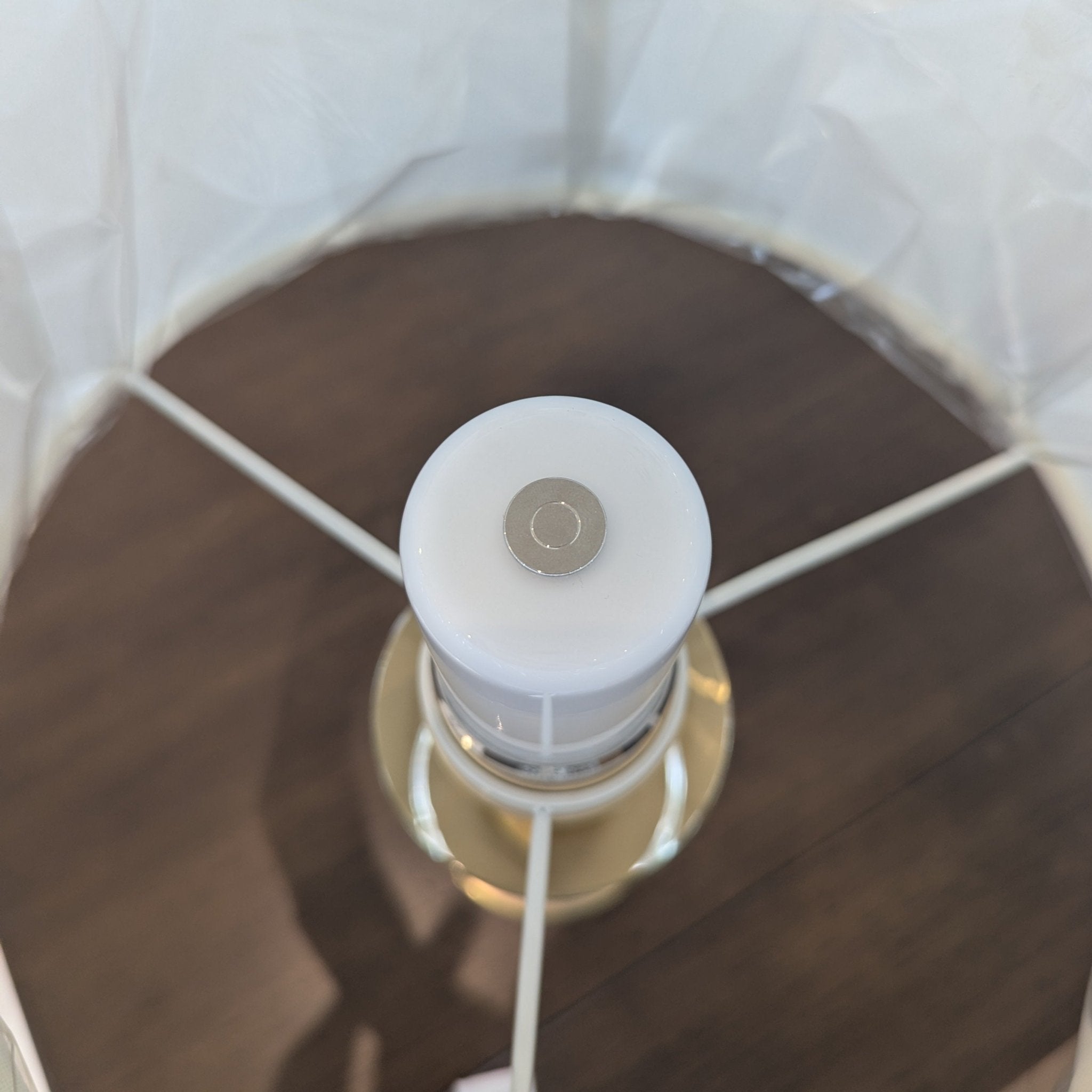 Lineham Cordless Lamp in Crystal, Hand - Rubbed Antique Brass with Linen Shade - Gaudion Furniture