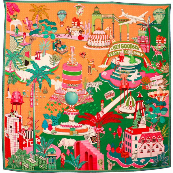 Silk Scarf - Gateaux Coral