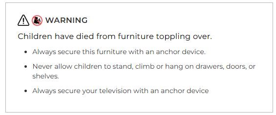 Furniture Toppling Advice Gaudion Furniture