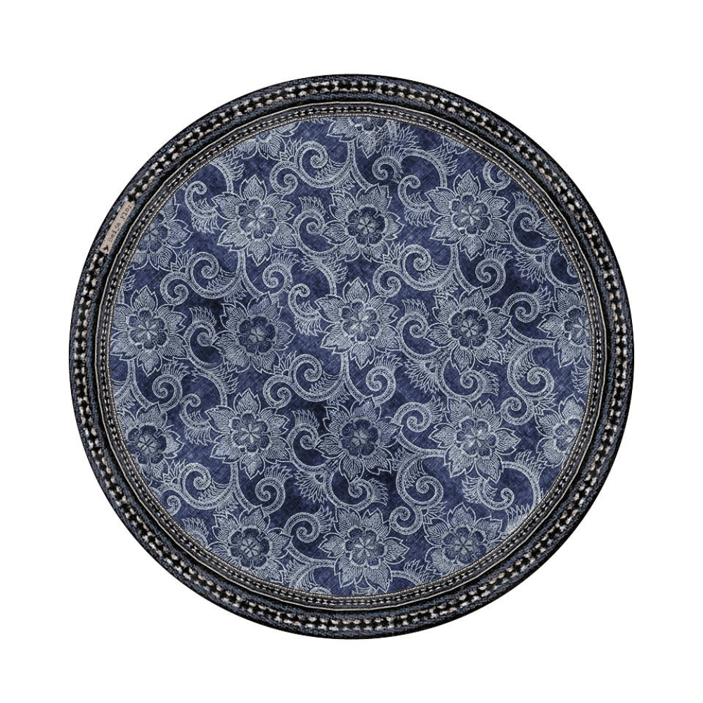 Placemat Round Royal Indigo Flower - Gaudion Furniture