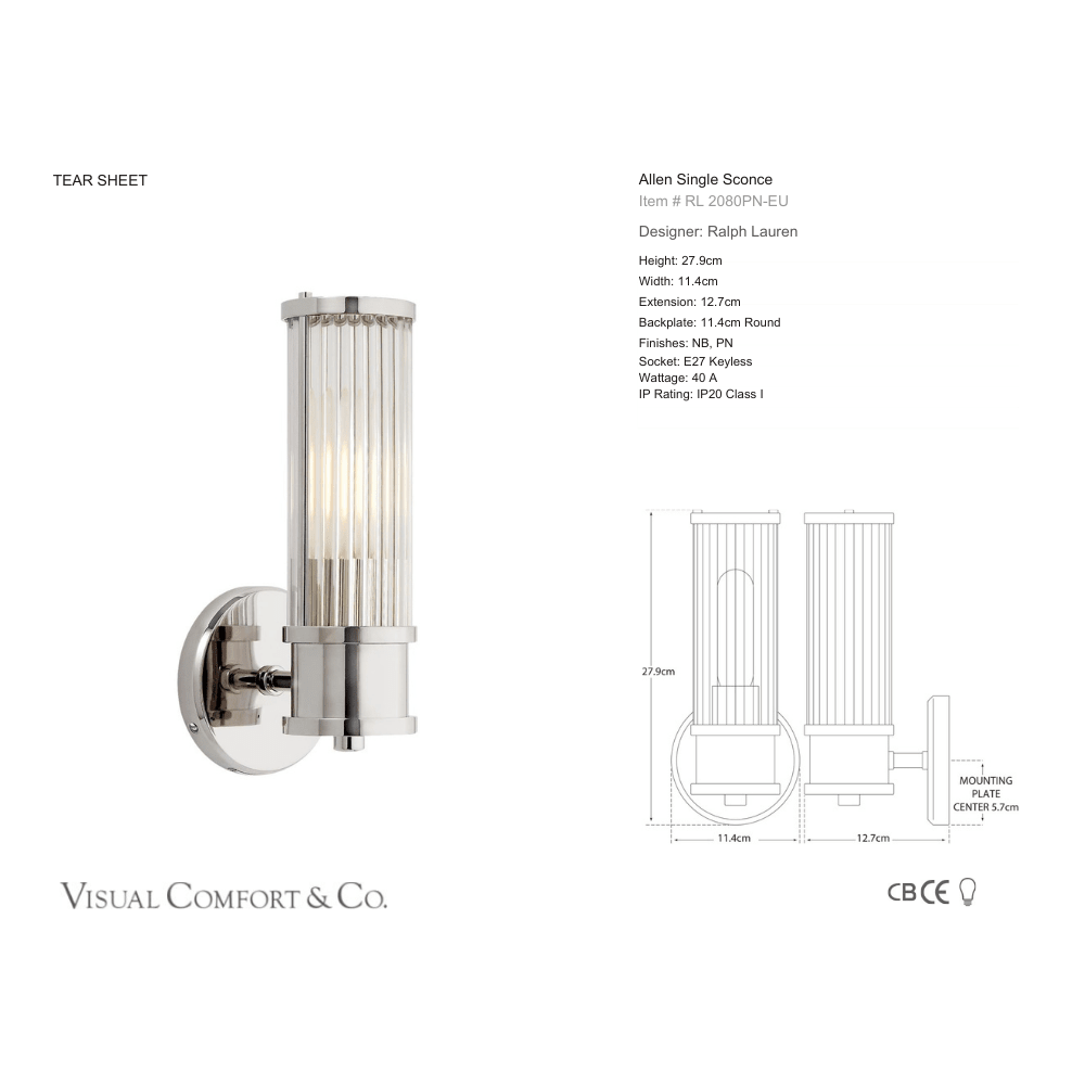 Ralph Lauren Allen Single Sconce - Gaudion Furniture