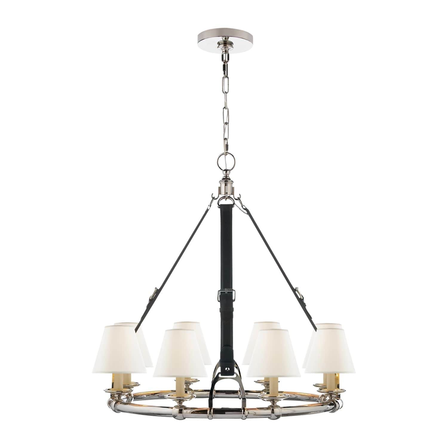Ralph Lauren Chandelier Ralph Lauren Westbury Chandelier in Polished Nickel & Black Leather