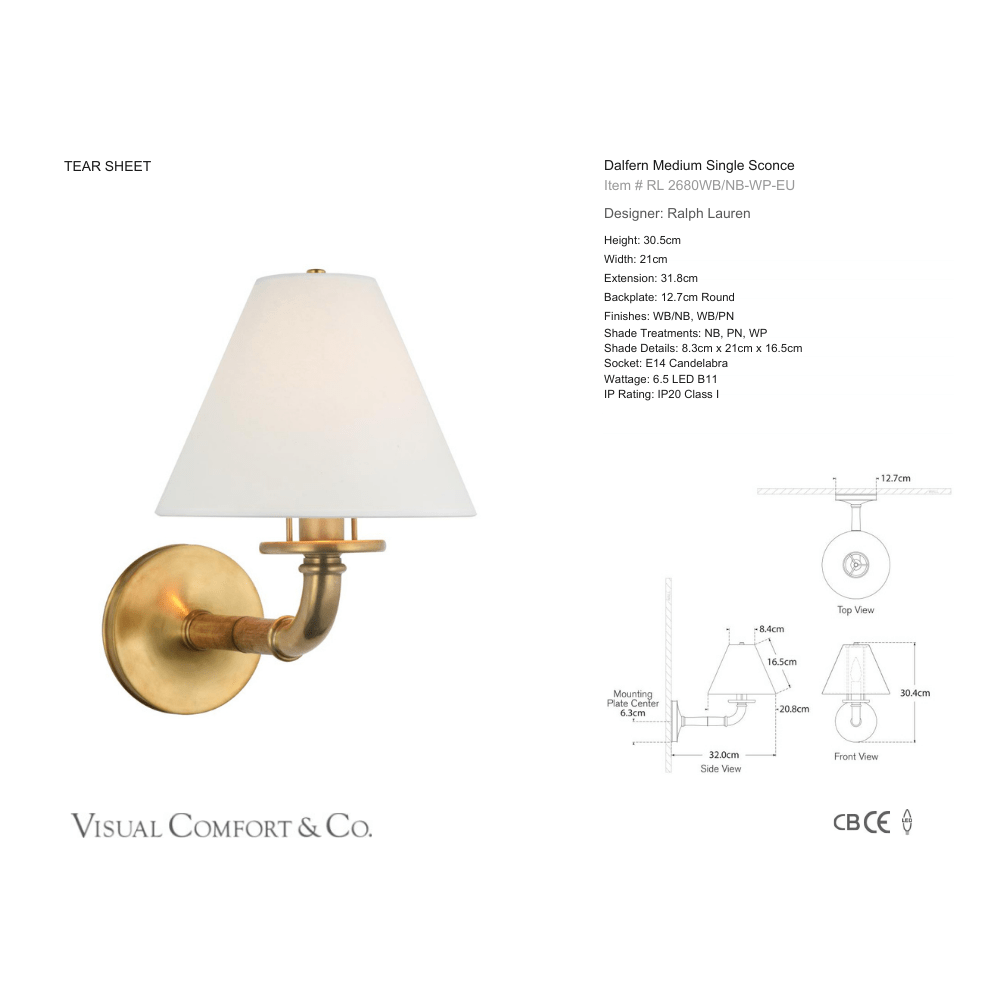 Ralph Lauren Dalfern Medium Single Sconce - Gaudion Furniture