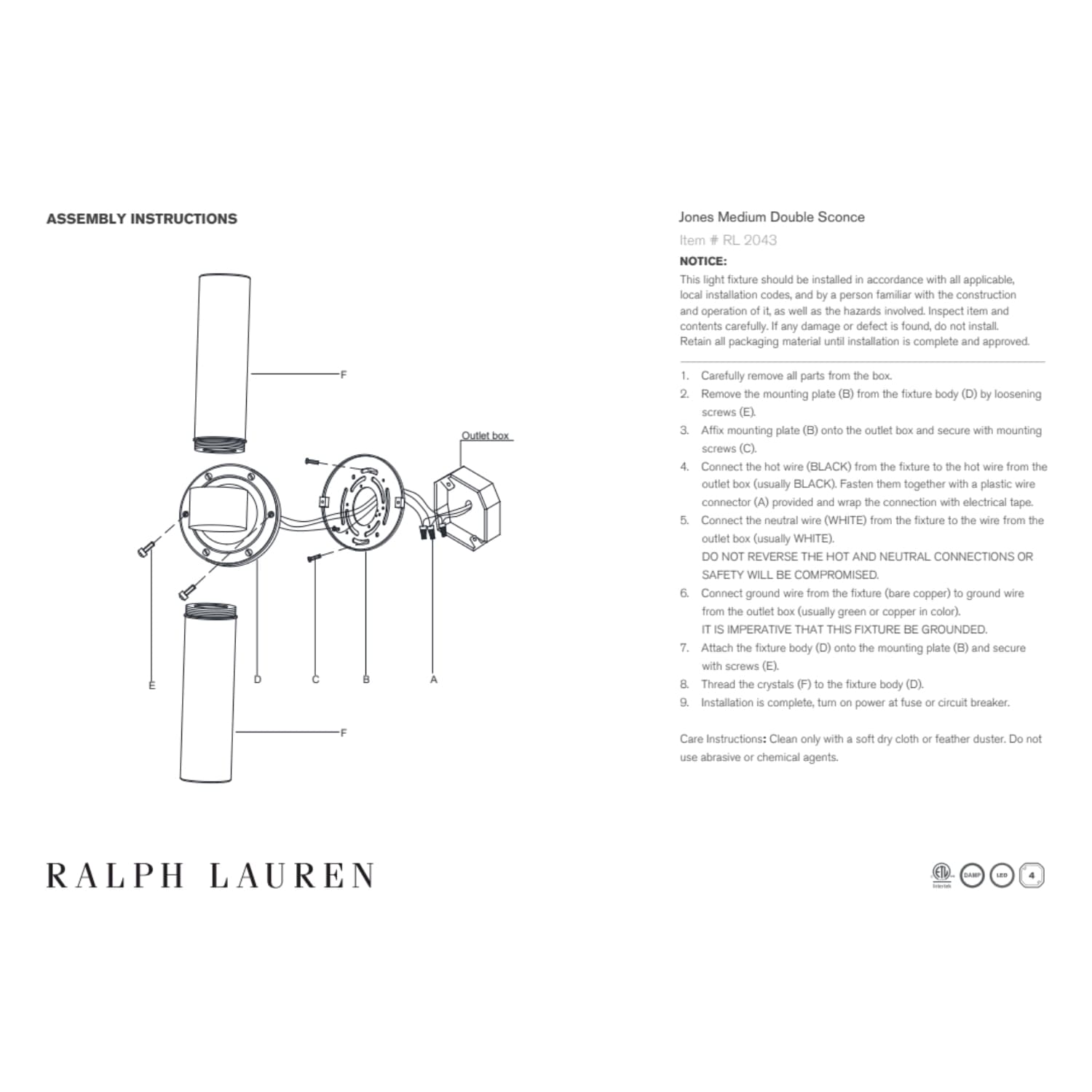 Ralph Lauren Jones Medium Double Sconce - Gaudion Furniture