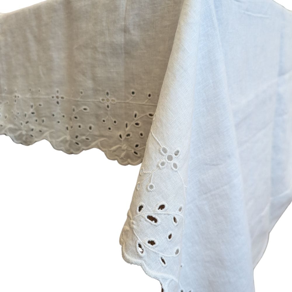 Tablecloth Embroidered Large White - Gaudion Furniture