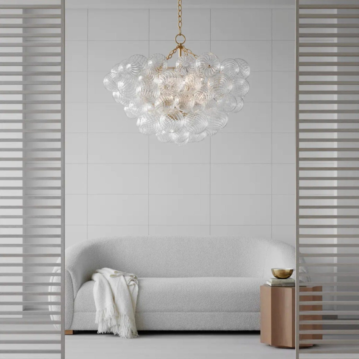 Talia Large Chandelier And Clear Swirled Glass - Gaudion Furniture