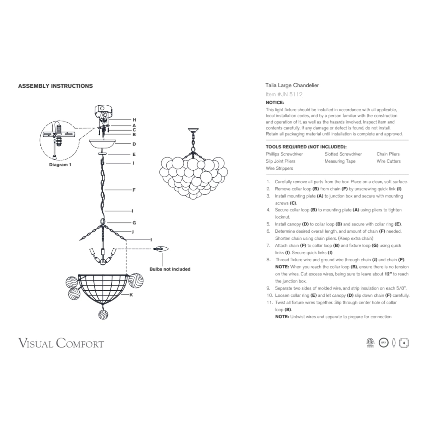 Talia Large Chandelier And Clear Swirled Glass - Gaudion Furniture