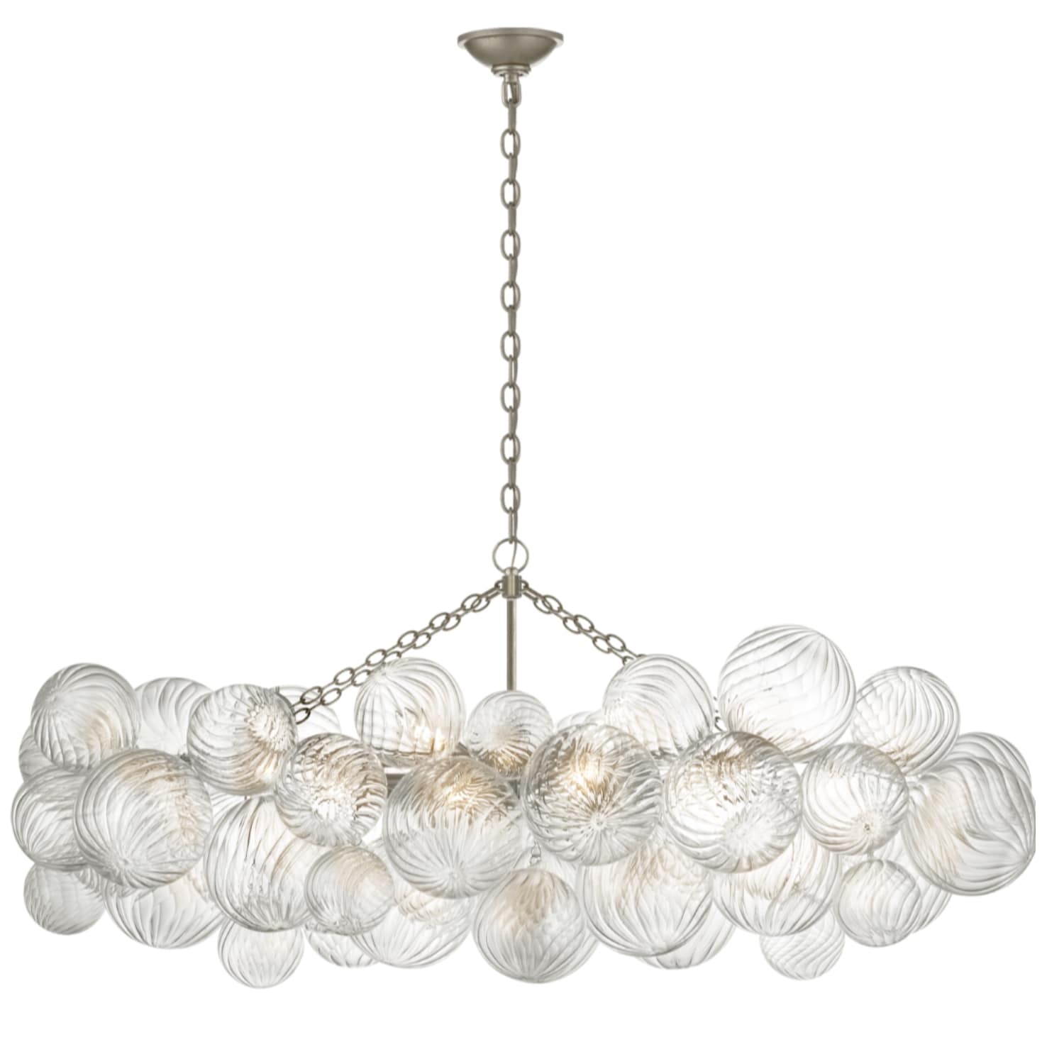 Talia Medium Linear Chandelier with Clear Swirled Glass 2 Finishes - Gaudion Furniture