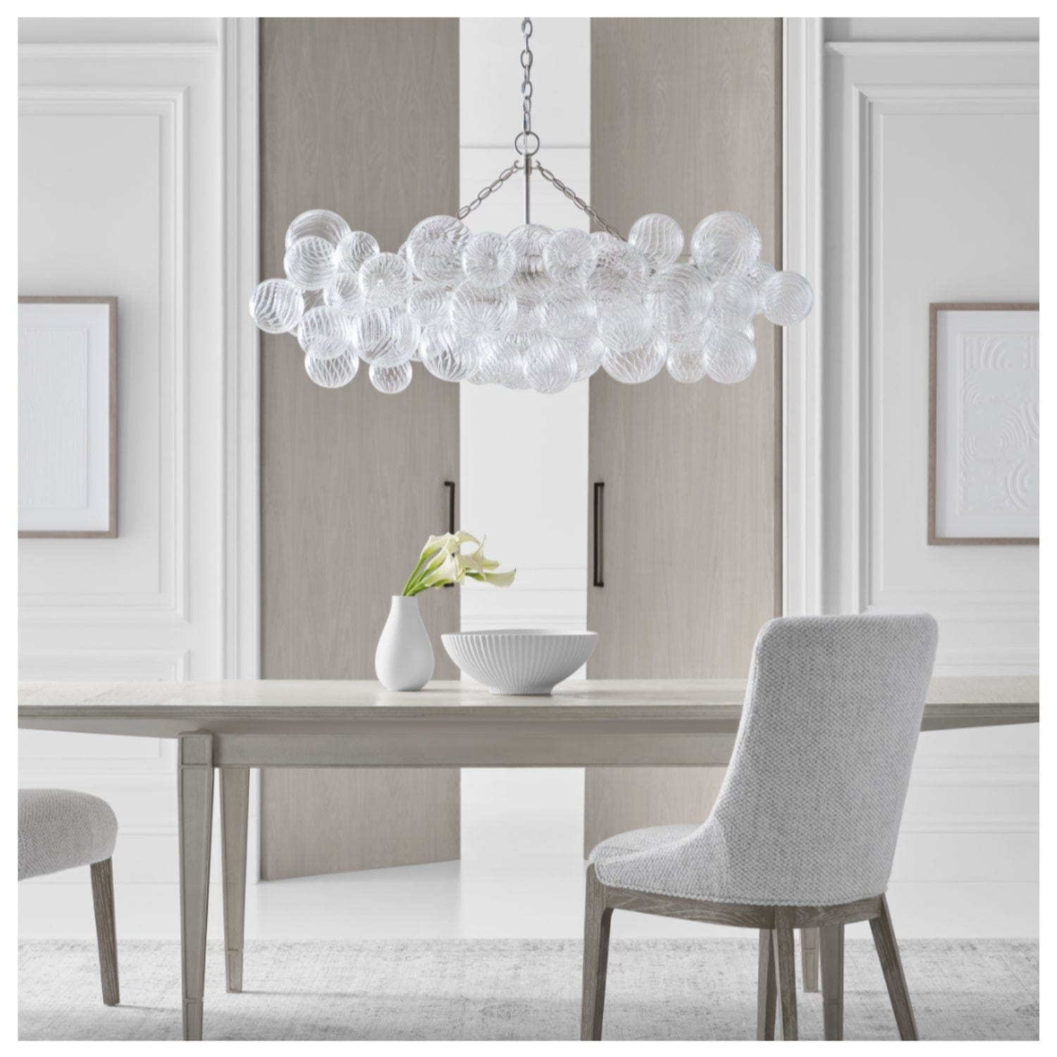 Talia Medium Linear Chandelier with Clear Swirled Glass 2 Finishes - Gaudion Furniture